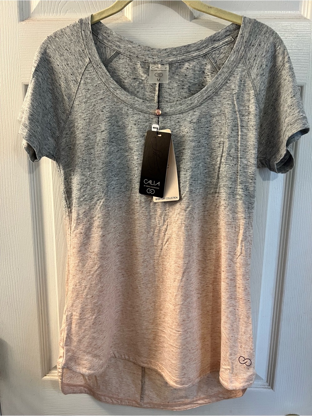 CALIA by Carrie Underwood Gray to Peach Ombré Scoop Neck Tee